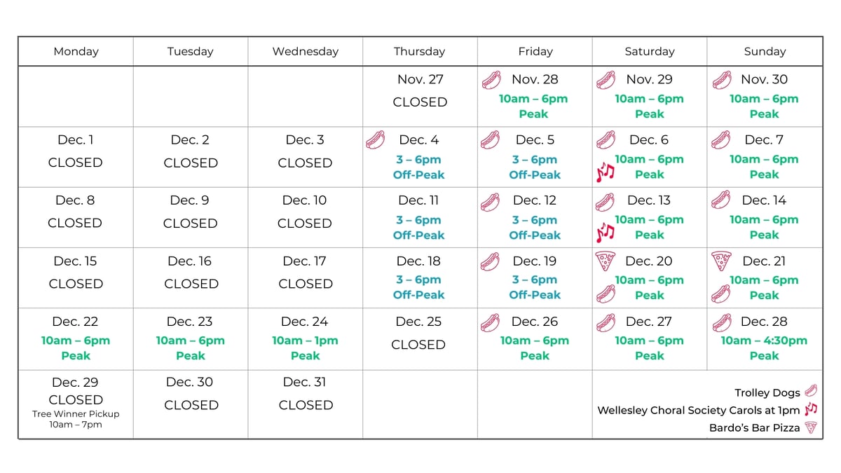 251210 Festival of Trees Hours and Pricing Calendar for Website